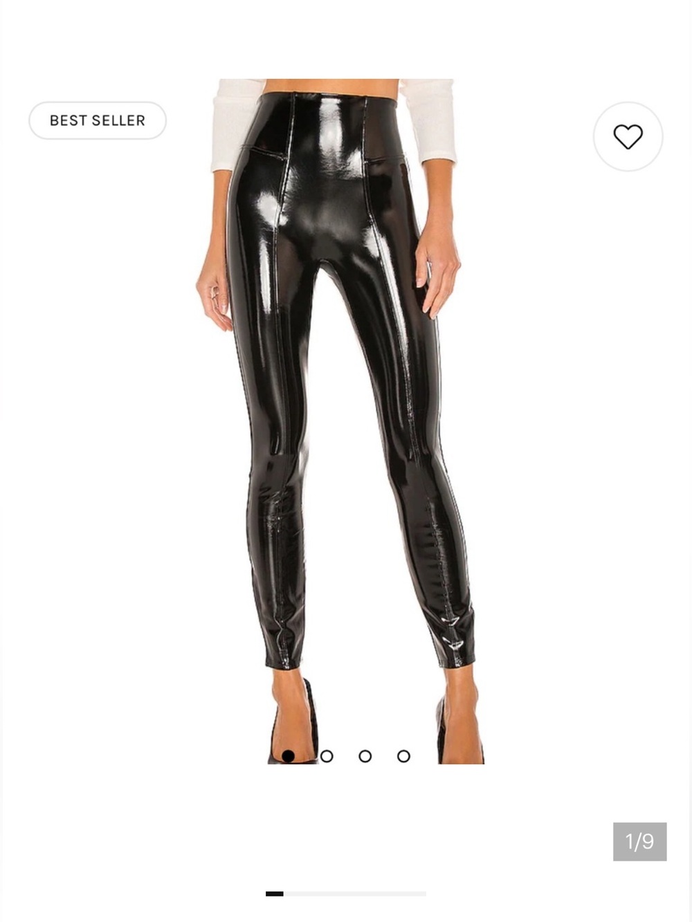 SPANX Glossy Faux Patent Leather High-Rise Leggings in Black